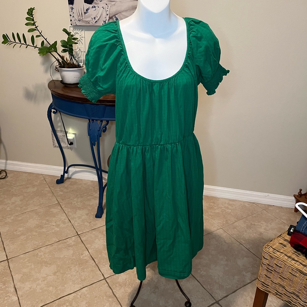 Ann Taylor Green Cotton Blend Dress - XS